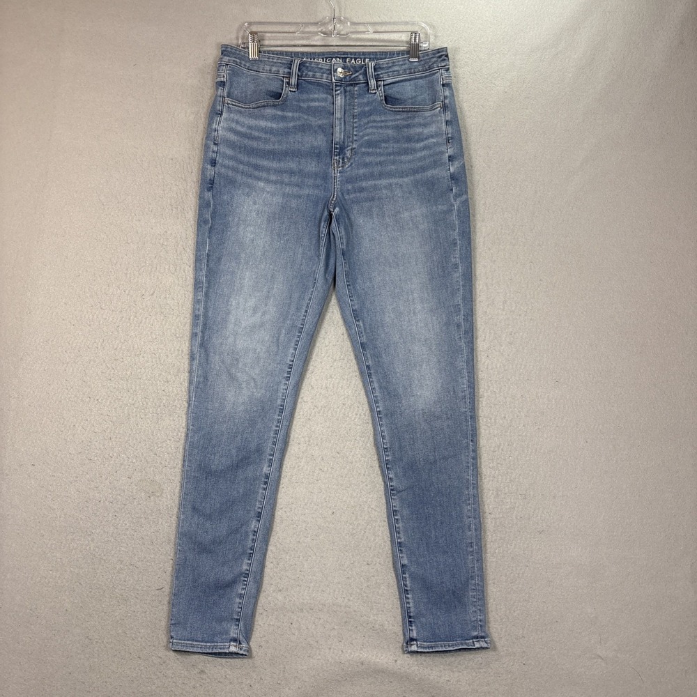 American Eagle Next Level Stretch Super Hi-Rise Jegging Blue Jean Women 14 Long